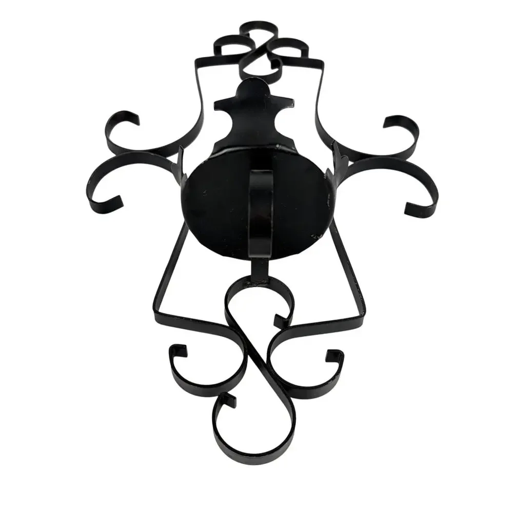 Gothic Spanish Revival Wrought Iron Wall Sconce Candle Holder 9” x 16.5”